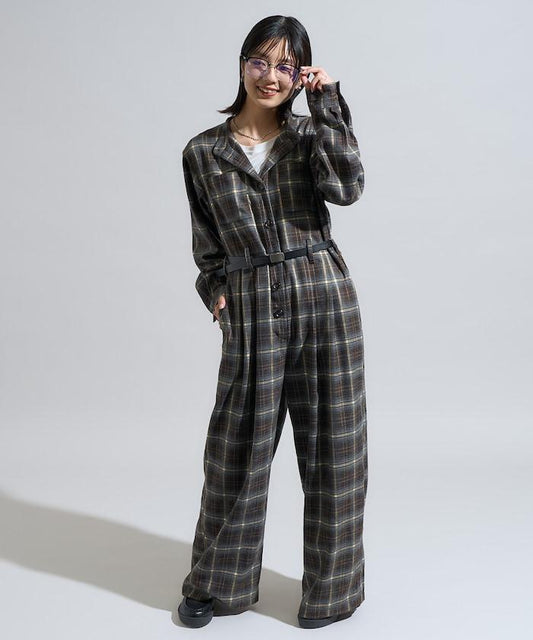 格紋連體褲