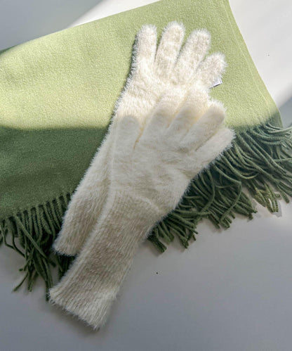 長款毛絨針織手套