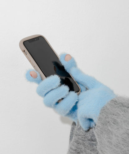 長款毛絨針織手套