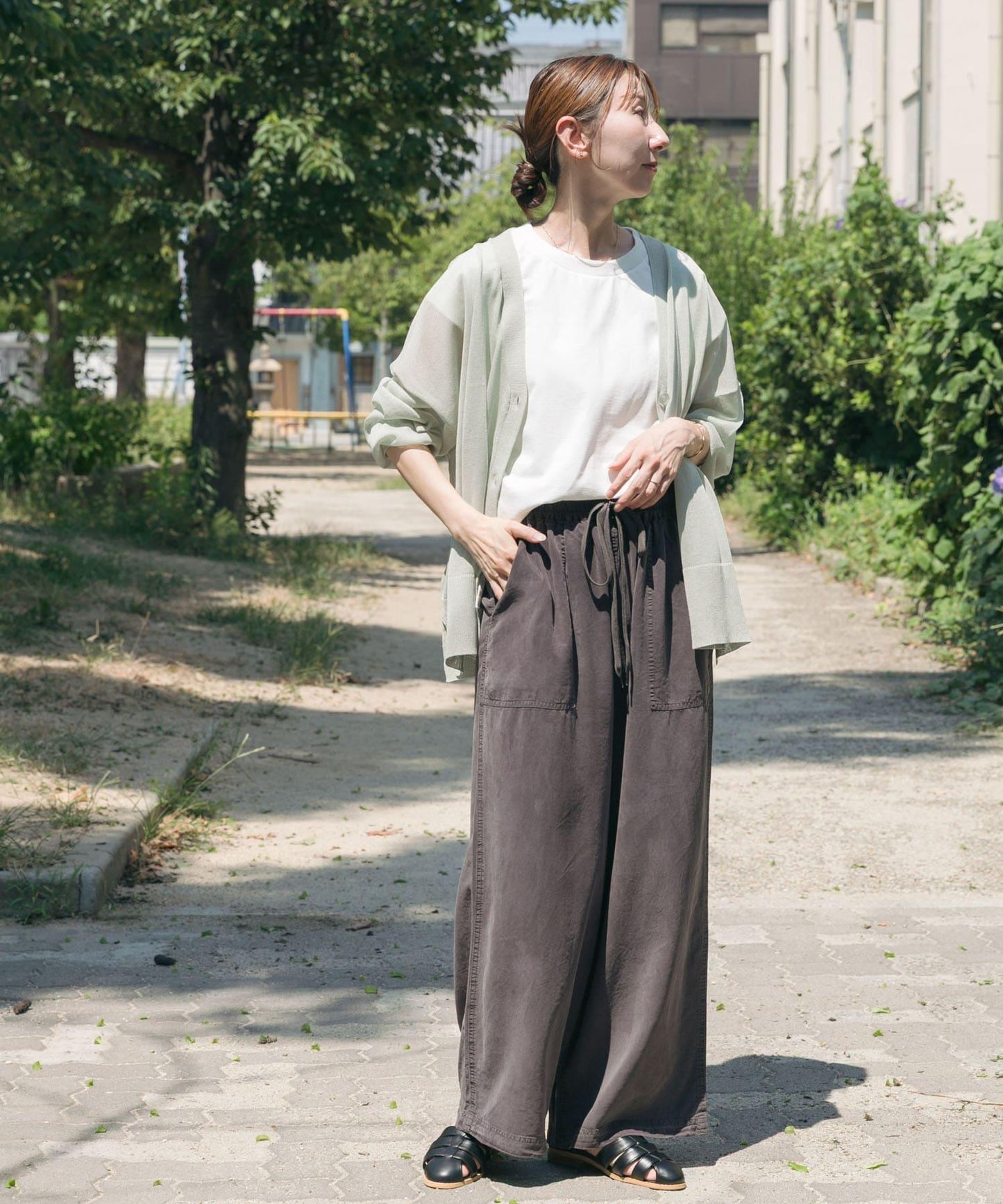 透視V領針織開衫