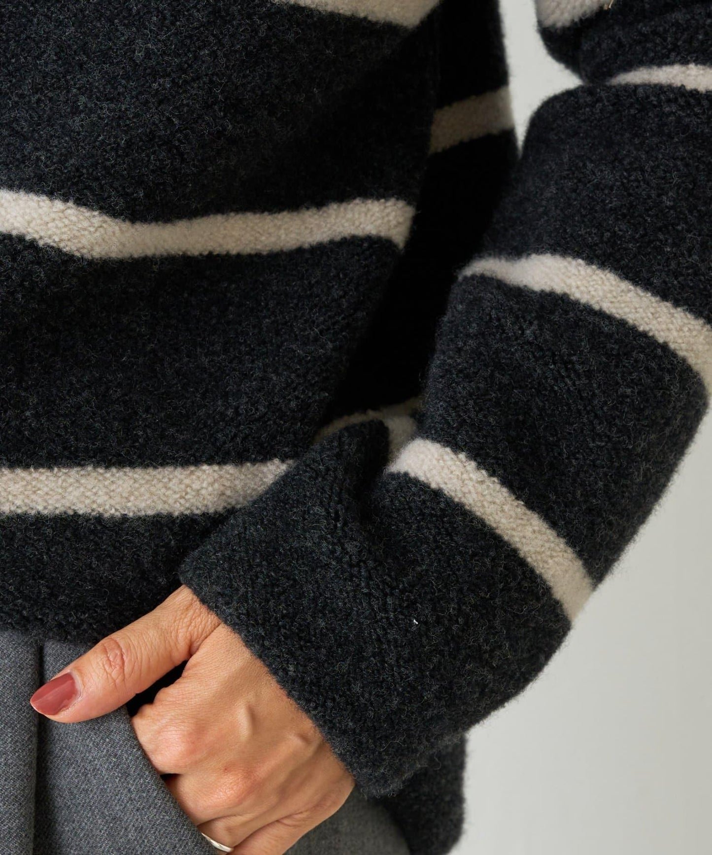 羊毛絨可逆束腰長款襯衫