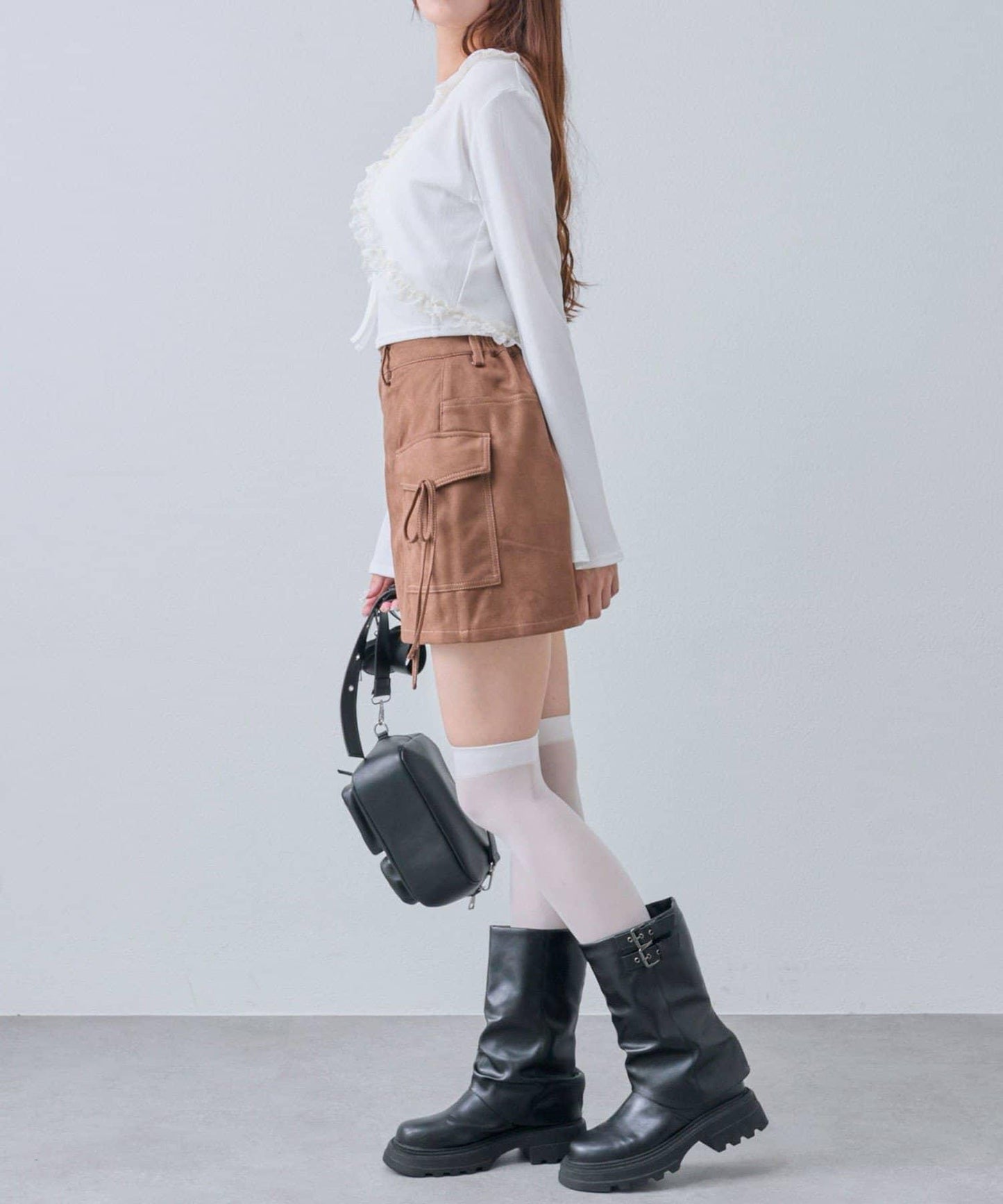 蕾絲荷葉邊短外套套裝