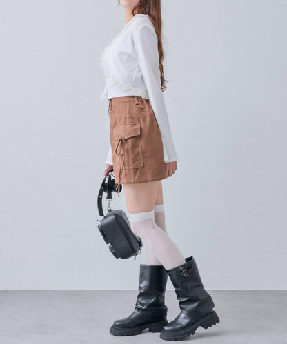 蕾絲荷葉邊短外套套裝