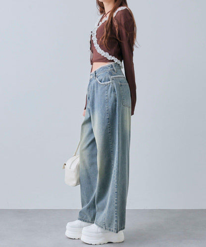 蕾絲荷葉邊短外套套裝