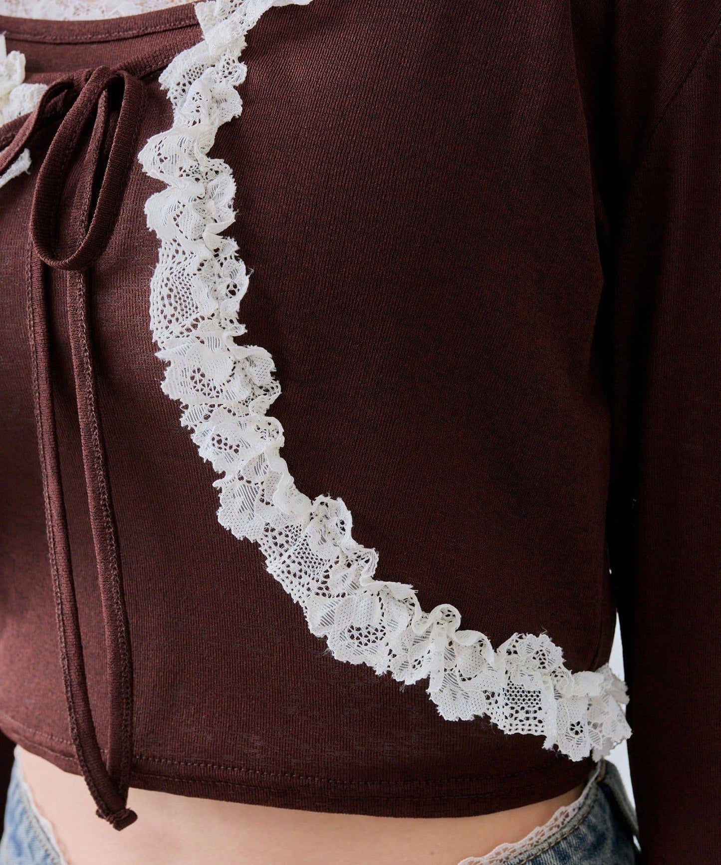 蕾絲荷葉邊短外套套裝