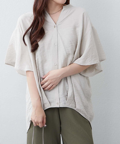 通勤穿搭首選！後背褶皺竹筍褶飾襯衫