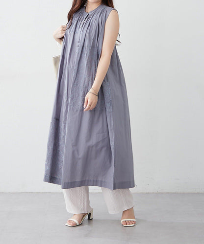 【NAO】印度棉100% 刺繡無袖連衣裙