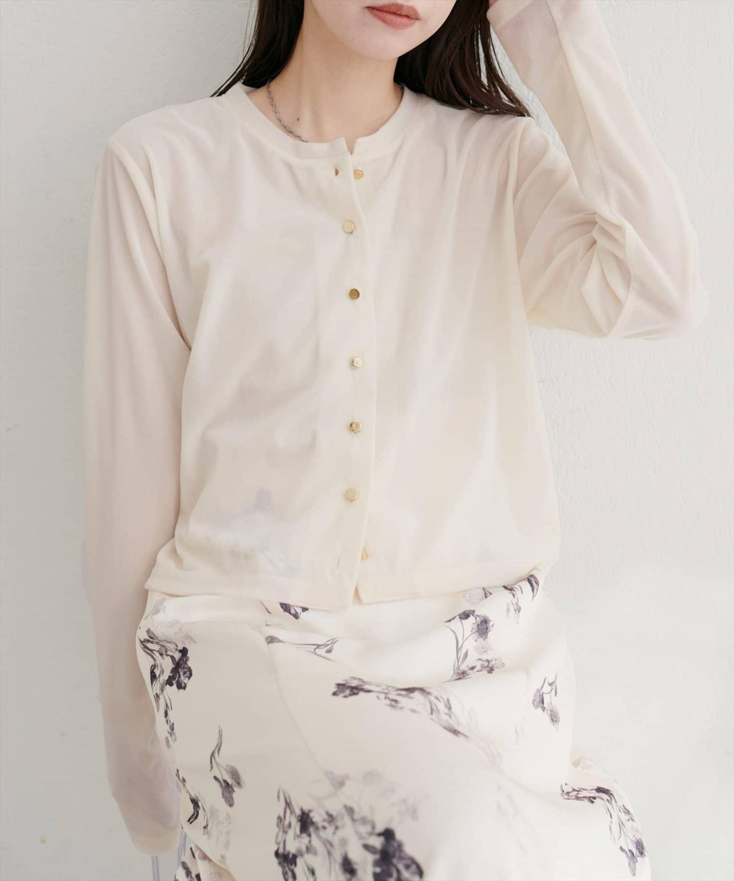 圓領天鵝絨開衫