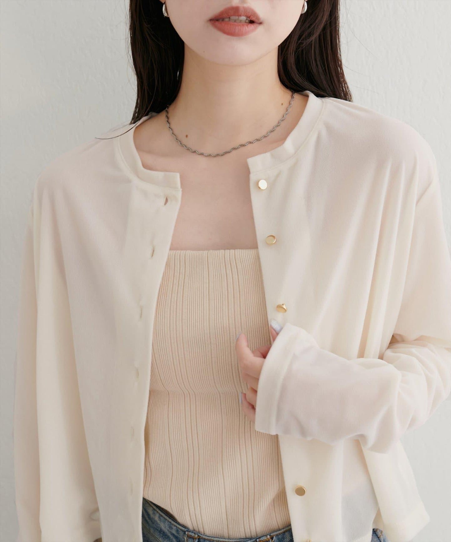 圓領天鵝絨開衫