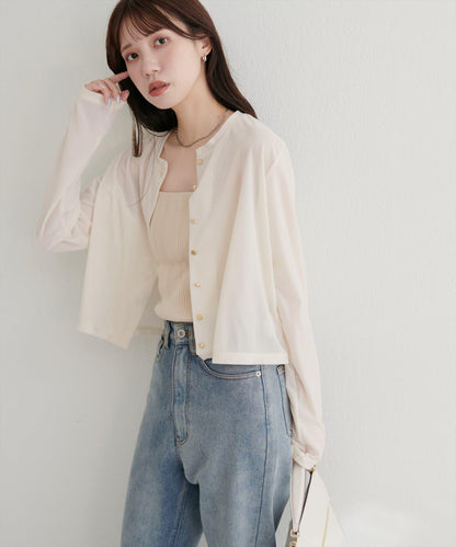 圓領天鵝絨開衫