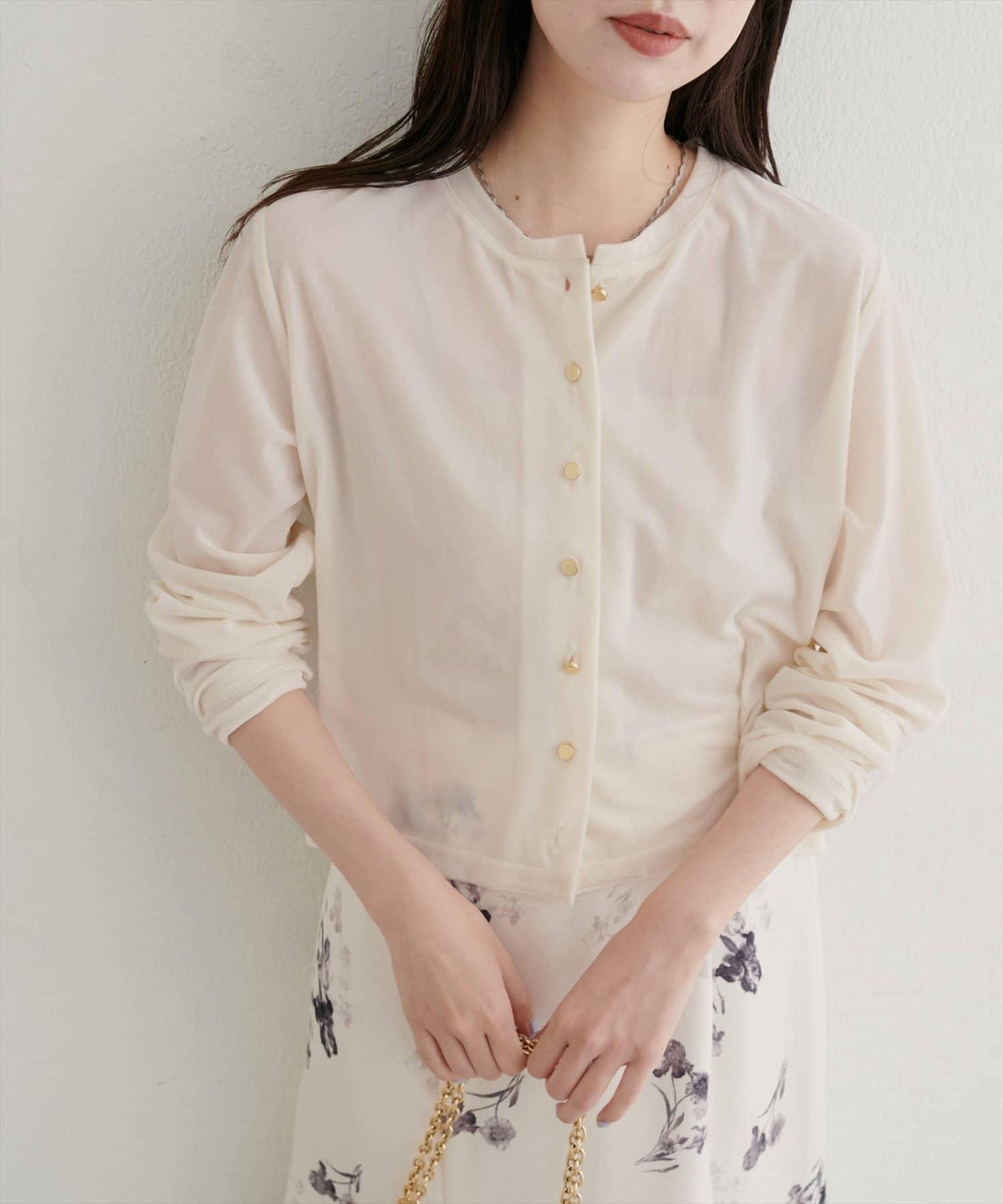 圓領天鵝絨開衫