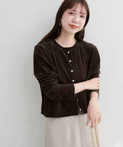 圓領天鵝絨開衫