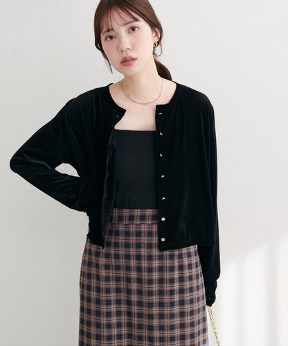 圓領天鵝絨開衫