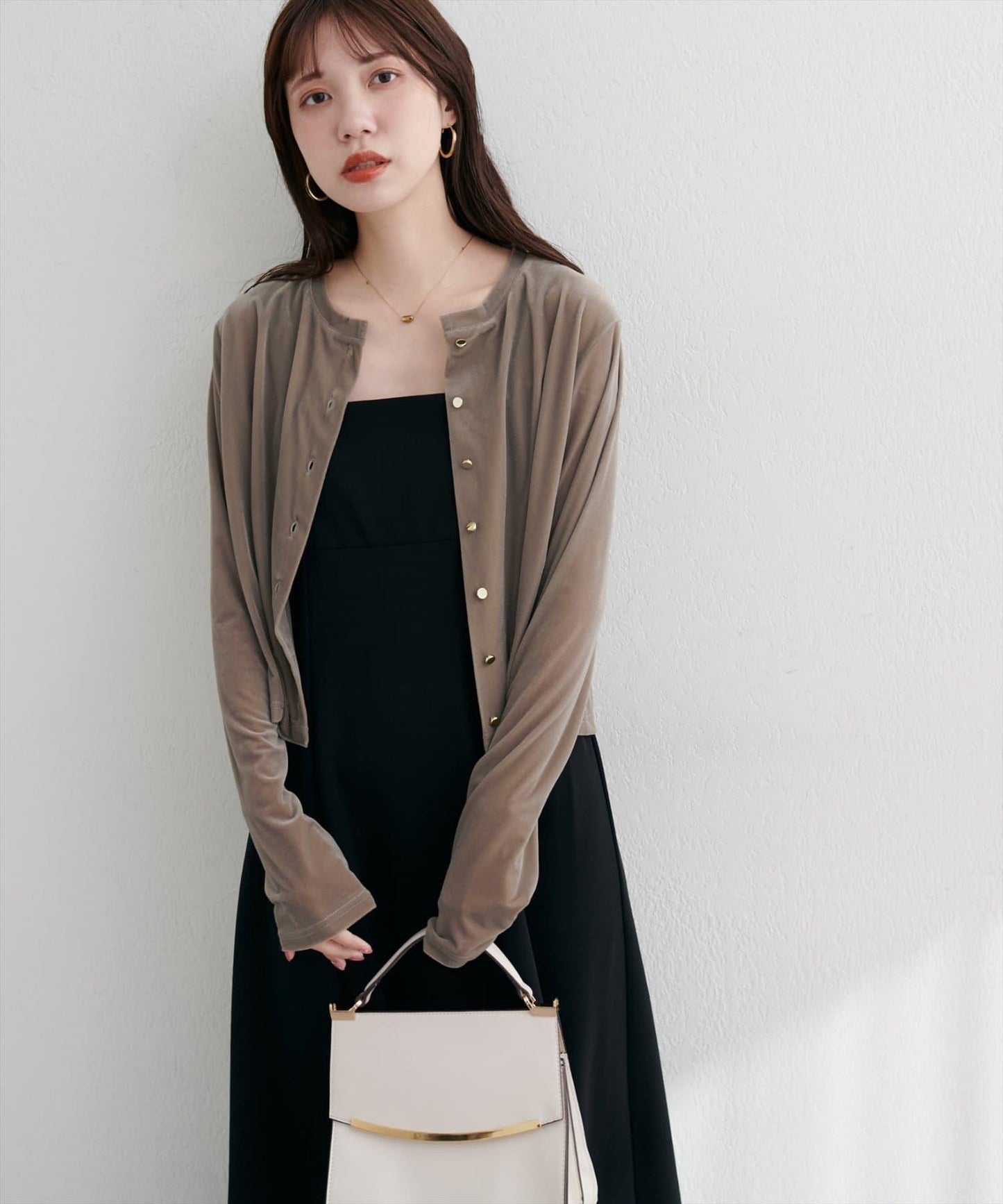 圓領天鵝絨開衫