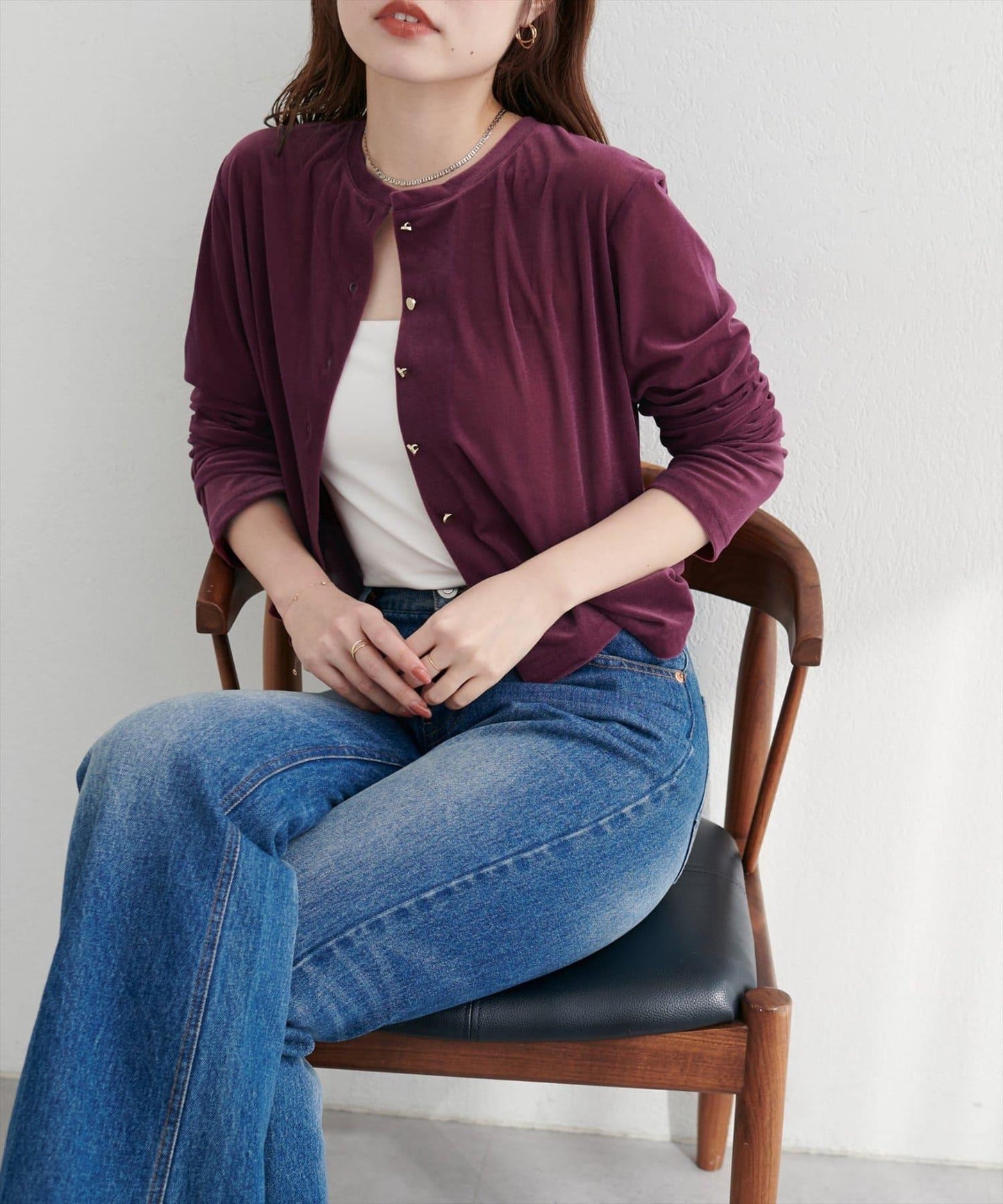 圓領天鵝絨開衫