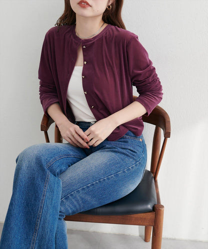 圓領天鵝絨開衫