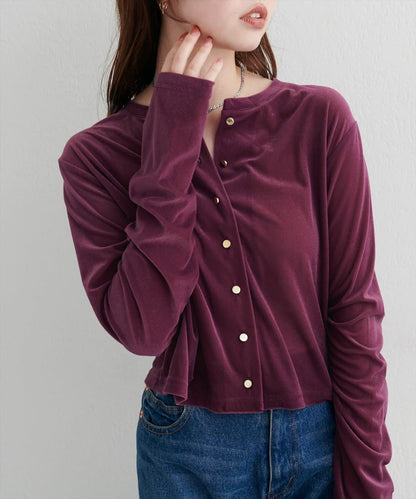 圓領天鵝絨開衫