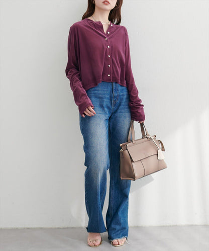 圓領天鵝絨開衫