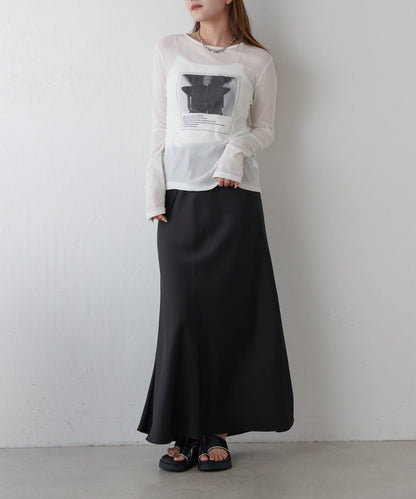 透紗照片圖案長袖T恤