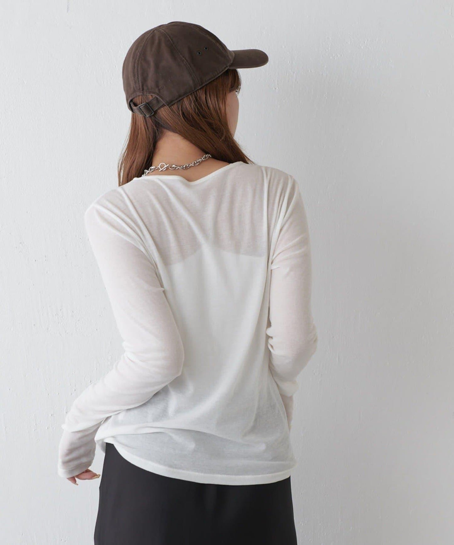 透紗照片圖案長袖T恤