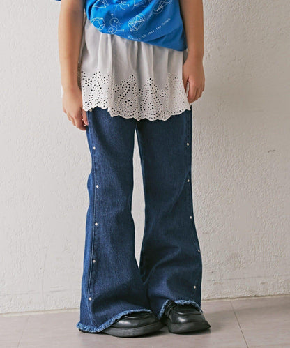 【KIDS】鉚釘喇叭牛仔褲
