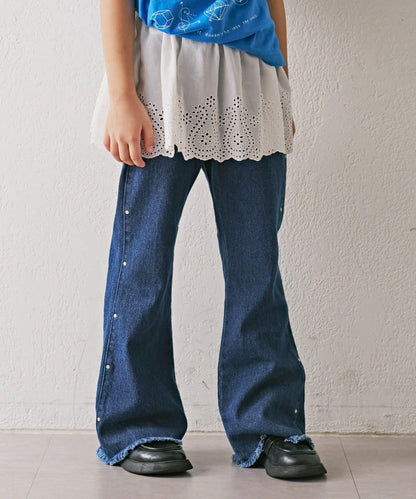 【KIDS】鉚釘喇叭牛仔褲