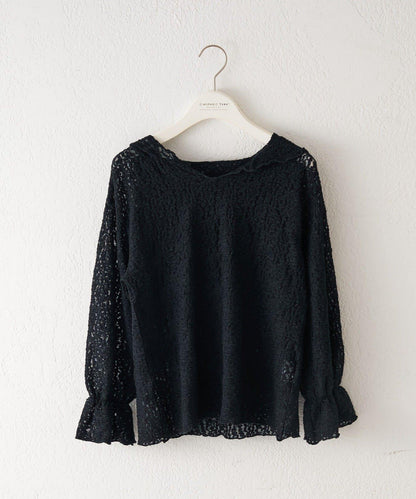 【KIDS】彈力蕾絲連帽衫