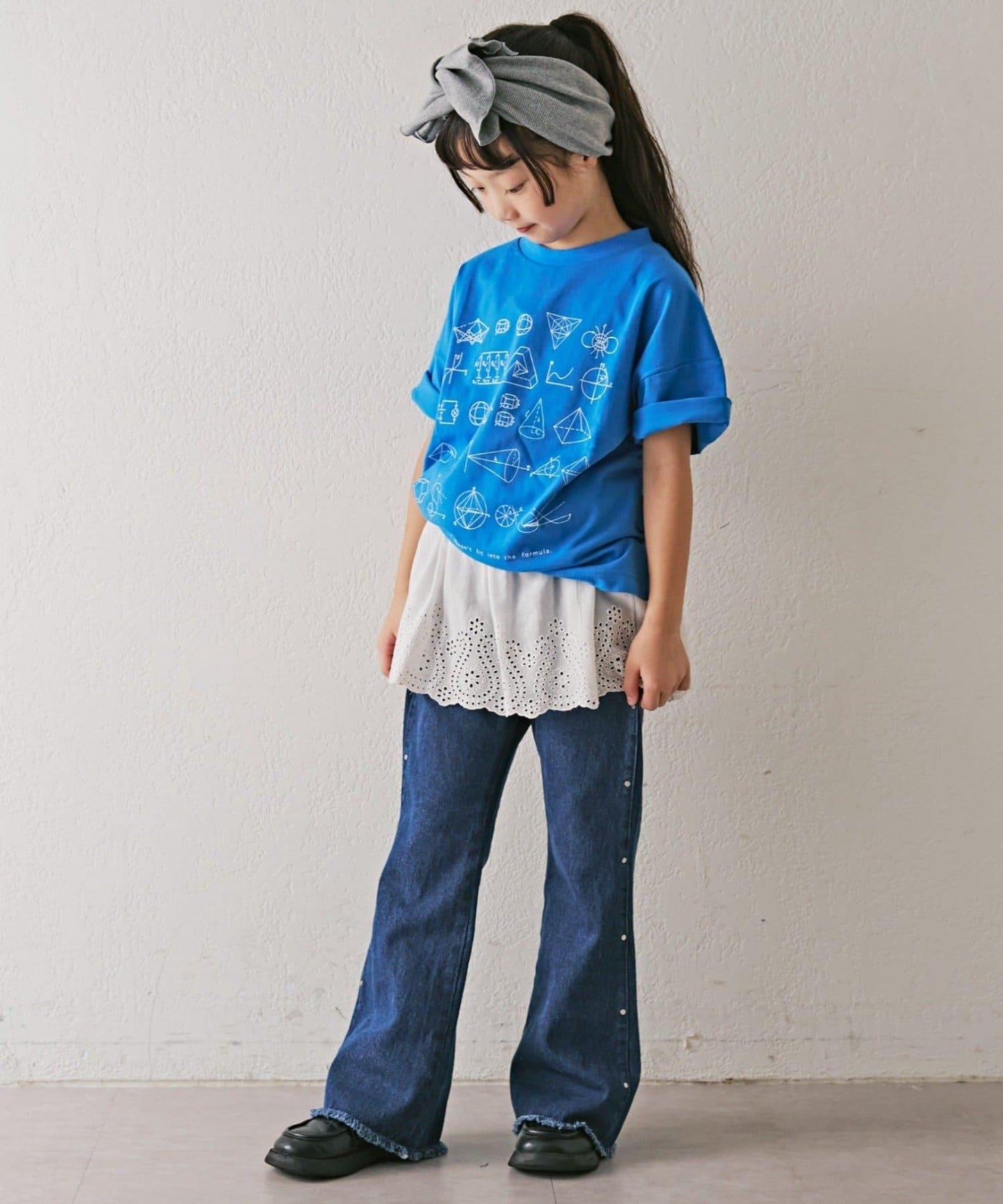 【KIDS】鉚釘喇叭牛仔褲