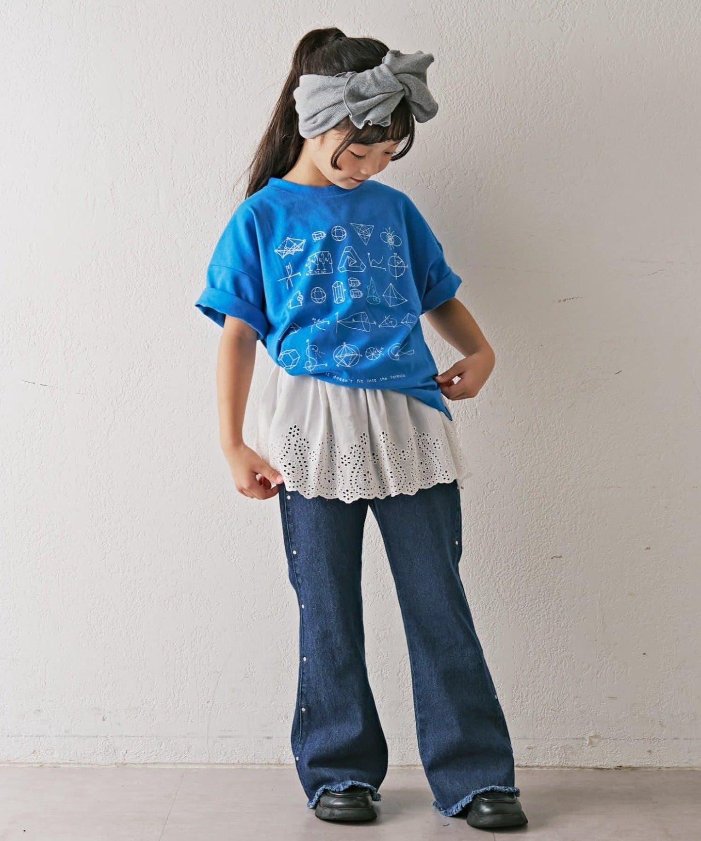 【KIDS】鉚釘喇叭牛仔褲