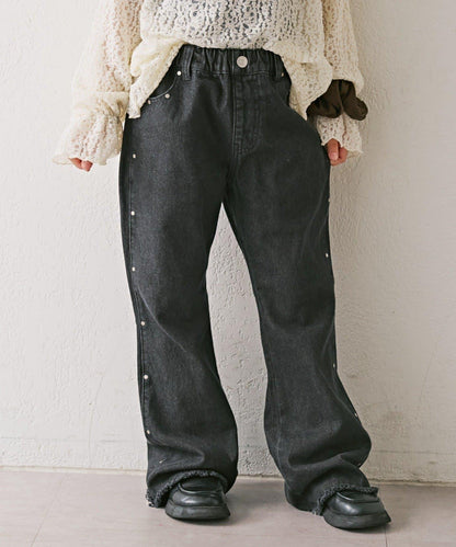 【KIDS】鉚釘喇叭牛仔褲