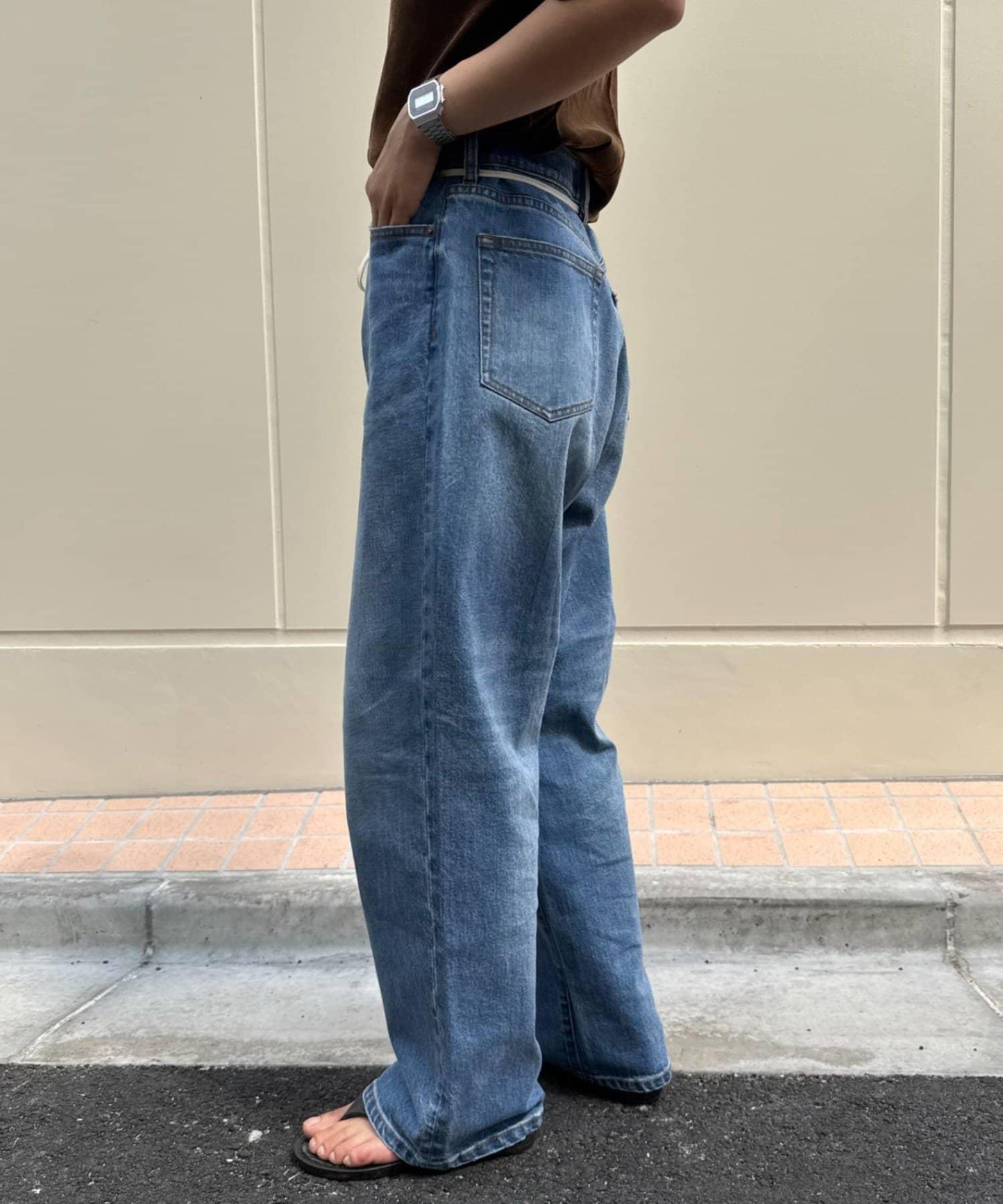 【HENRY】復古牛仔/附腰帶寬鬆牛仔褲