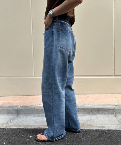 【HENRY】復古牛仔/附腰帶寬鬆牛仔褲