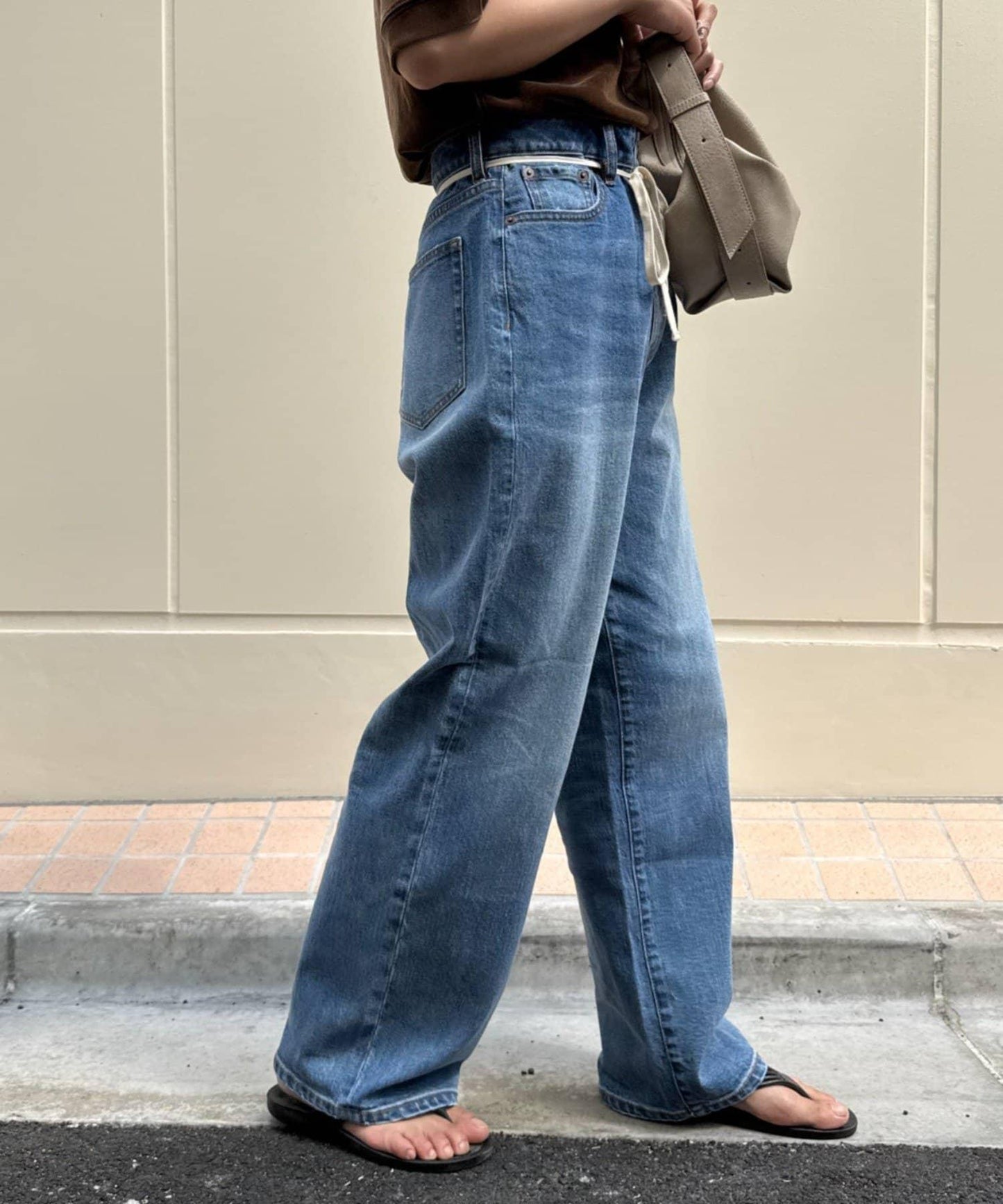 【HENRY】復古牛仔/附腰帶寬鬆牛仔褲