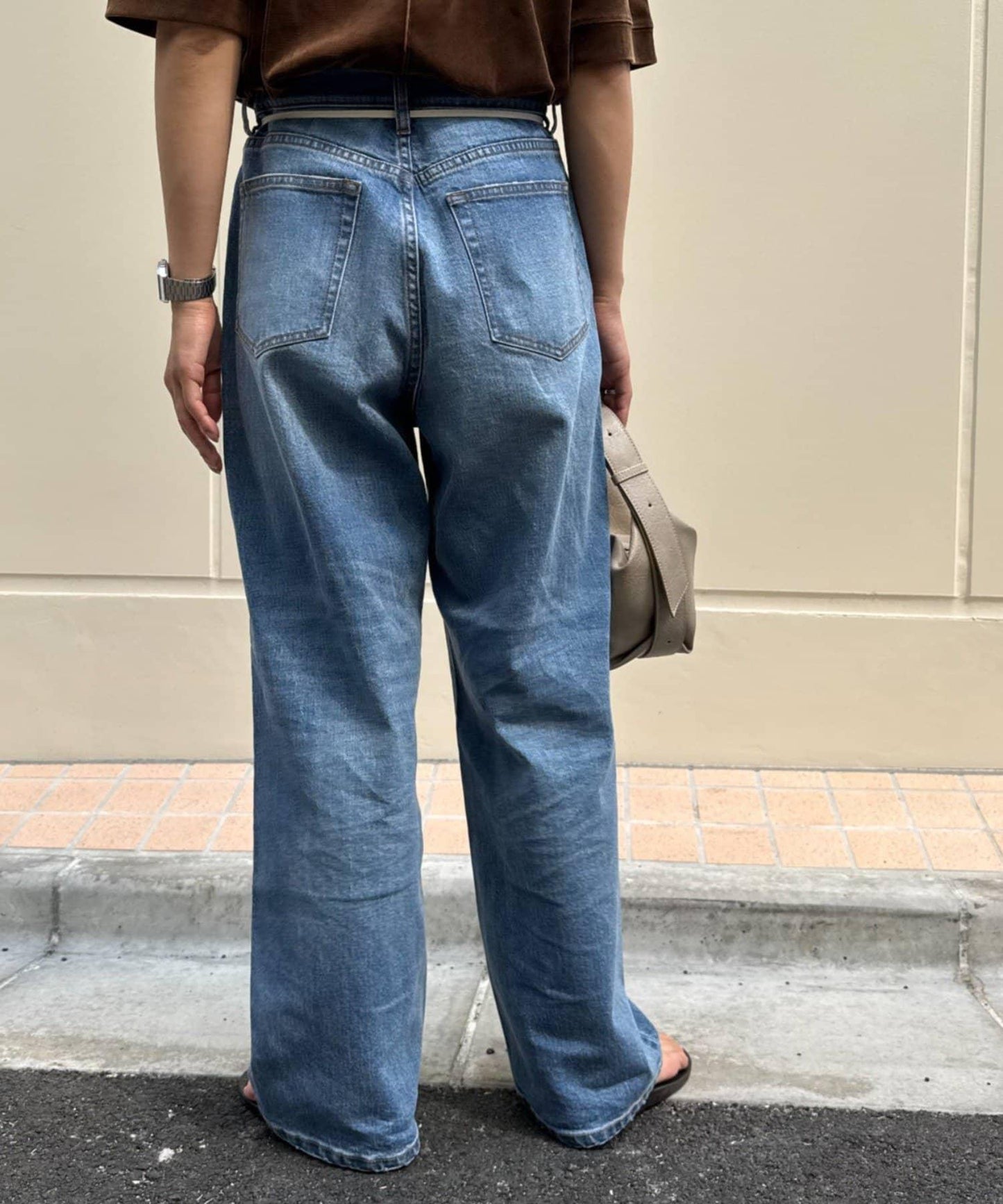 【HENRY】復古牛仔/附腰帶寬鬆牛仔褲