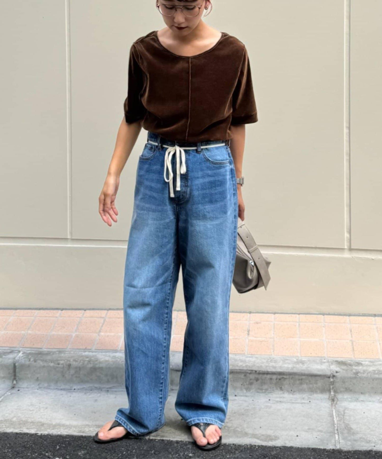 【HENRY】復古牛仔/附腰帶寬鬆牛仔褲