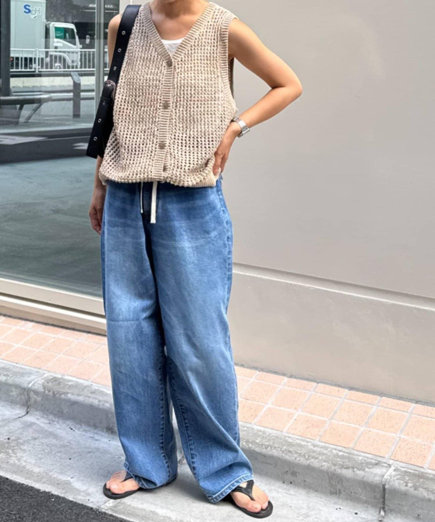 【HENRY】復古牛仔/附腰帶寬鬆牛仔褲