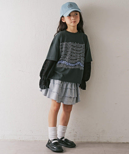 【KIDS】彈力蕾絲連帽衫