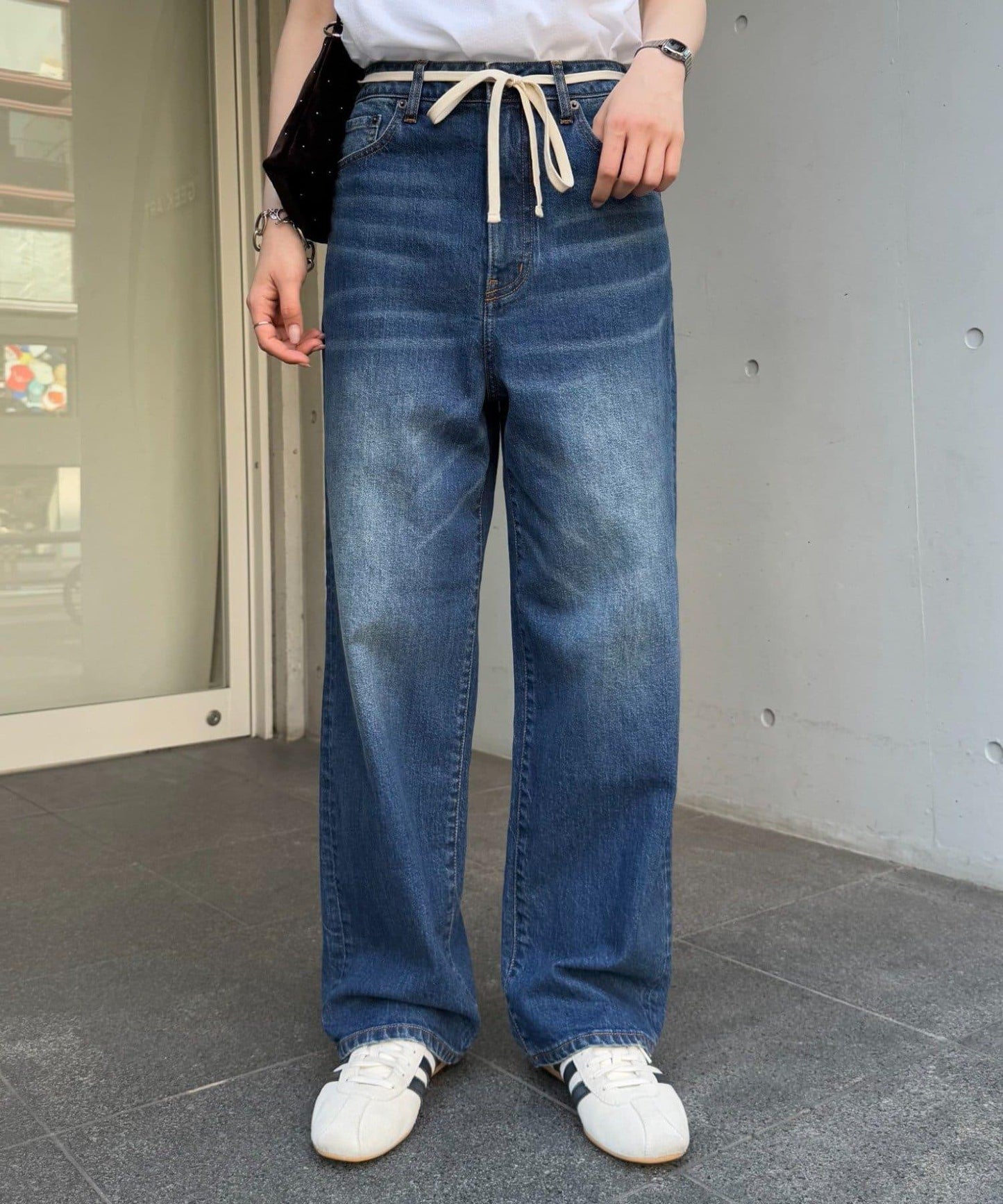 【HENRY】復古牛仔/附腰帶寬鬆牛仔褲