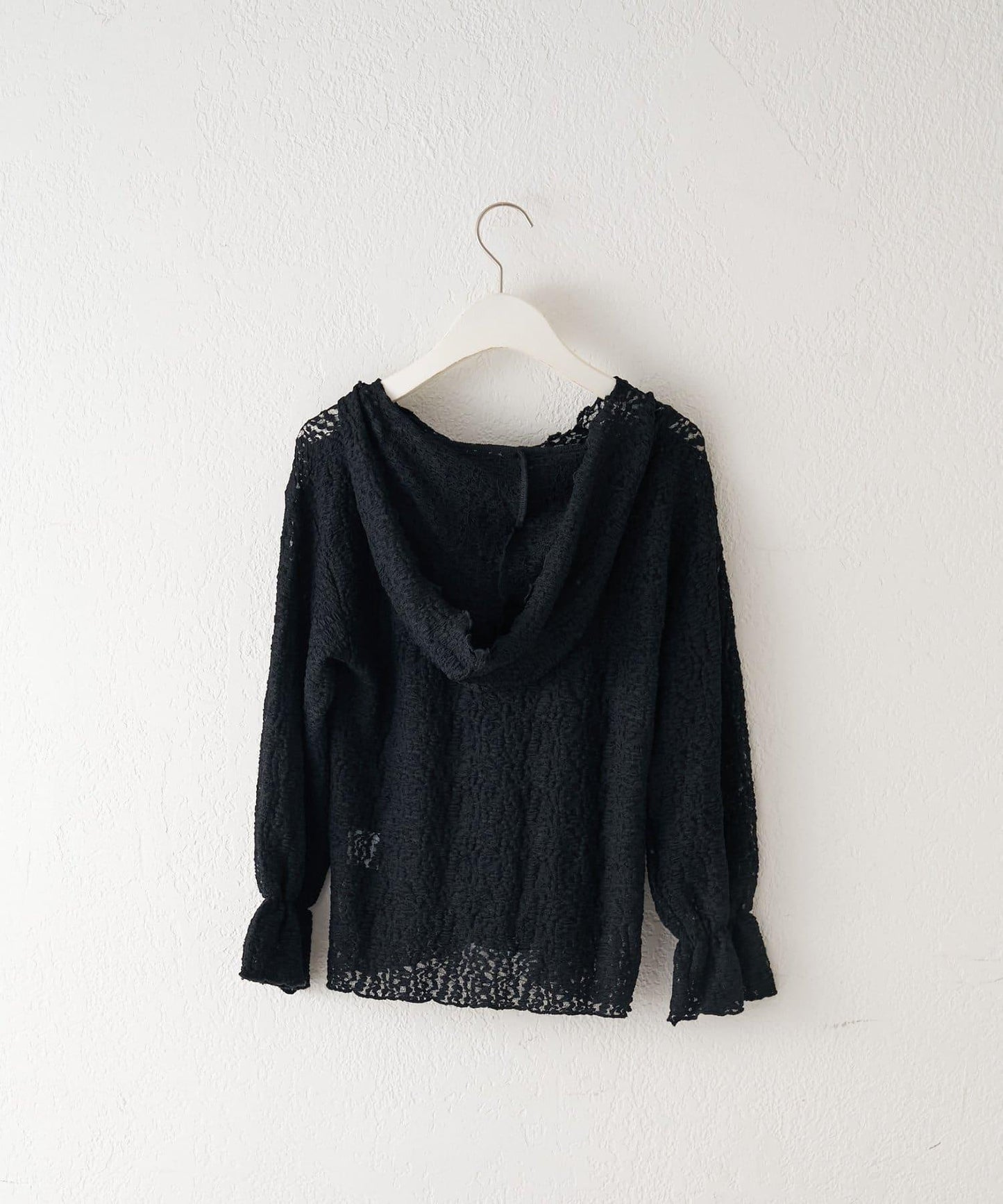 【KIDS】彈力蕾絲連帽衫