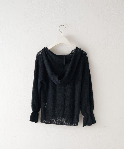 【KIDS】彈力蕾絲連帽衫