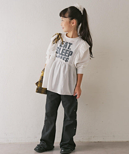 【KIDS】鉚釘喇叭牛仔褲