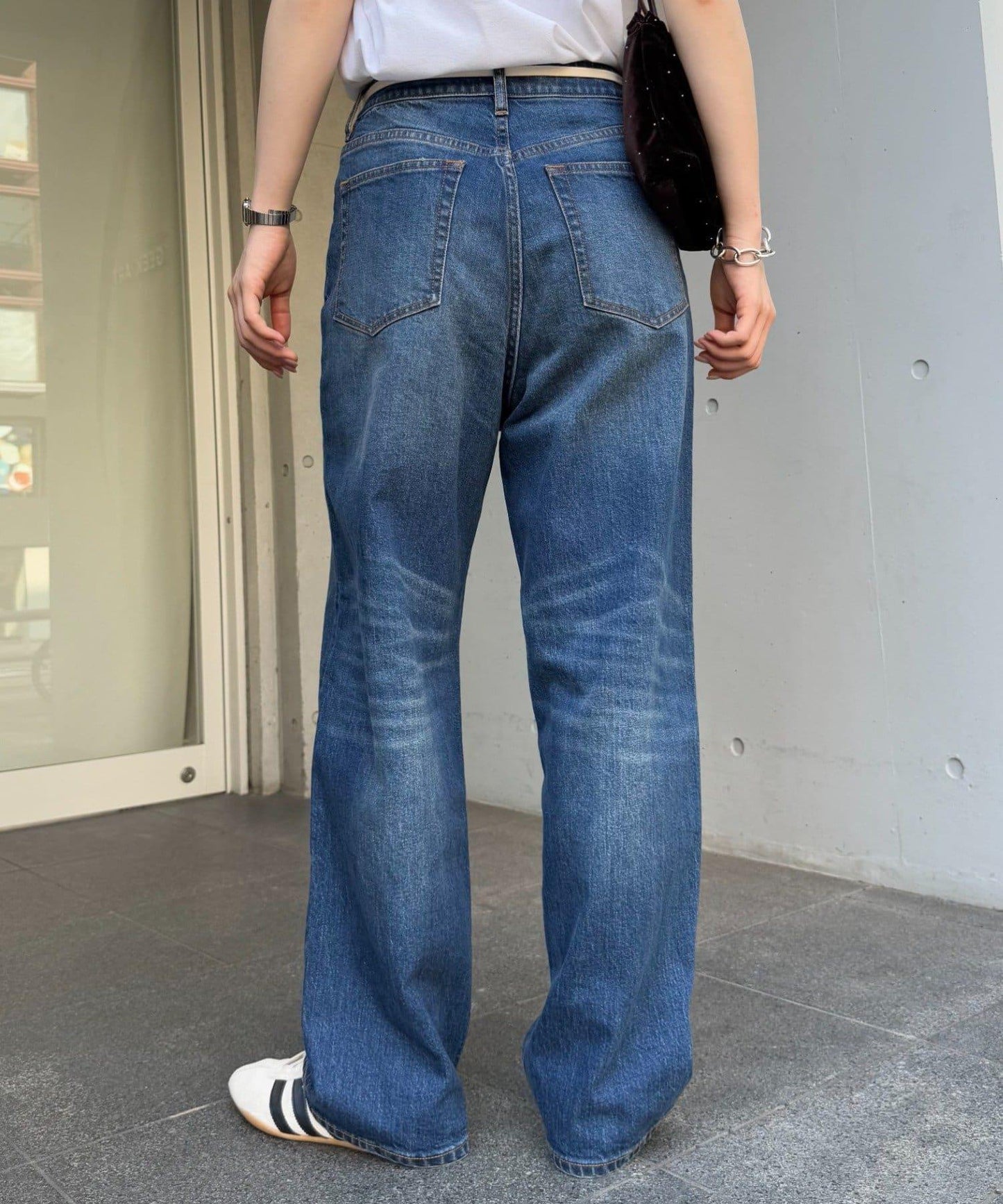 【HENRY】復古牛仔/附腰帶寬鬆牛仔褲