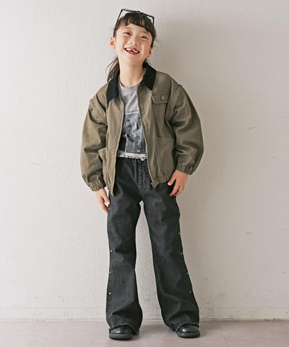 【KIDS】鉚釘喇叭牛仔褲