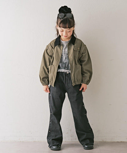 【KIDS】鉚釘喇叭牛仔褲