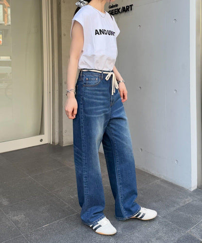 【HENRY】復古牛仔/附腰帶寬鬆牛仔褲