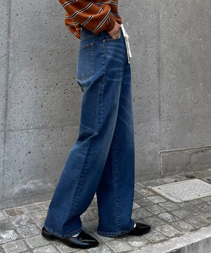 【HENRY】復古牛仔/附腰帶寬鬆牛仔褲