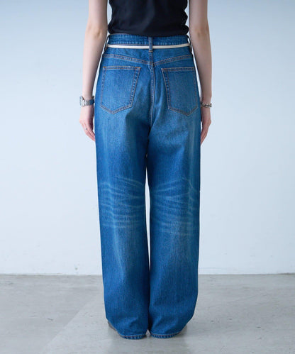 【HENRY】復古牛仔/附腰帶寬鬆牛仔褲