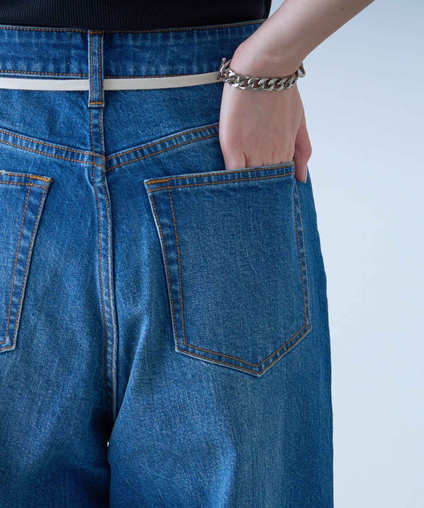 【HENRY】復古牛仔/附腰帶寬鬆牛仔褲