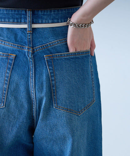 【HENRY】復古牛仔/附腰帶寬鬆牛仔褲