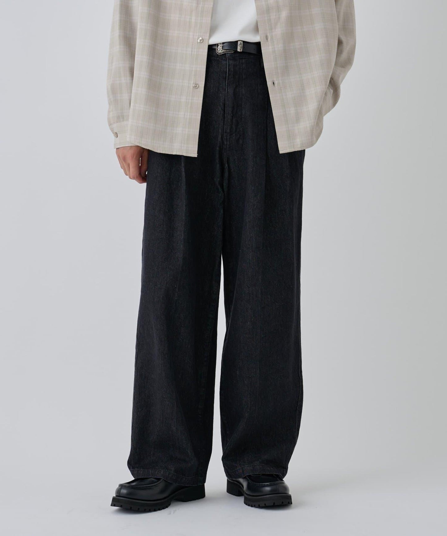 【AW/可成套搭配】雙褶直筒牛仔休閒褲